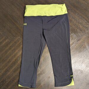 Under Armour Black Capri Leggings w/ Neon Yellow Accents – Size M
